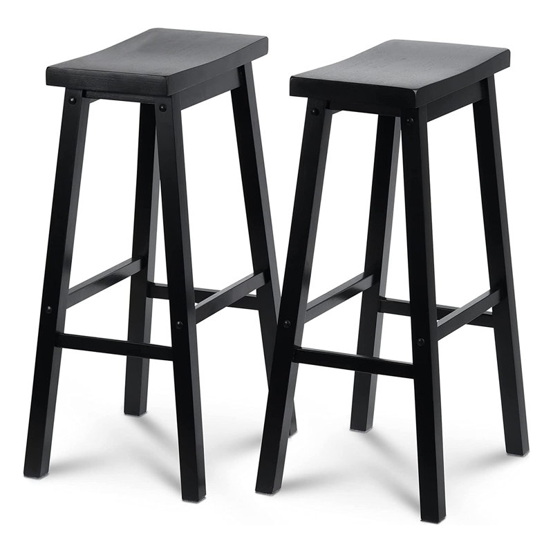 Tabouret en bois massif, Noir
