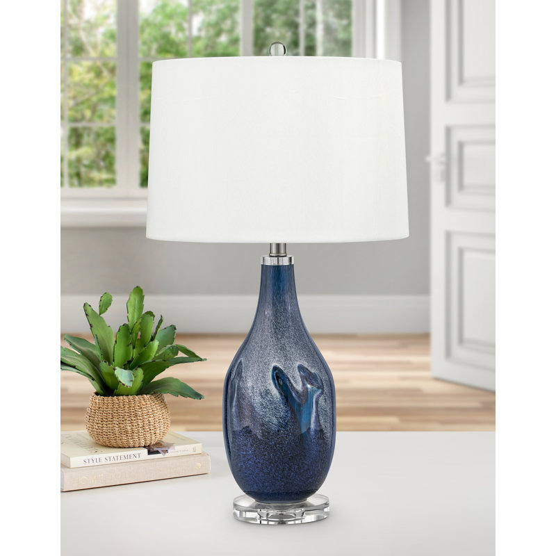 Sesto 29" Dark Blue & White Table Lamp with USB Port