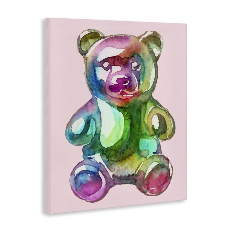 Illustration d'ours chromatique, conception par Lil 'Rue, H 40 po x l 30 po