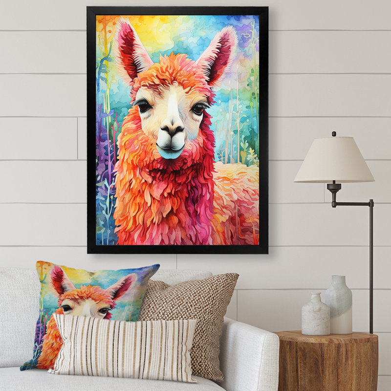 Alpaca Popart Woolen Elegance III - Alpaca, art mural, H 20 po x l 12 po x P 1 po, Cadre simple noir