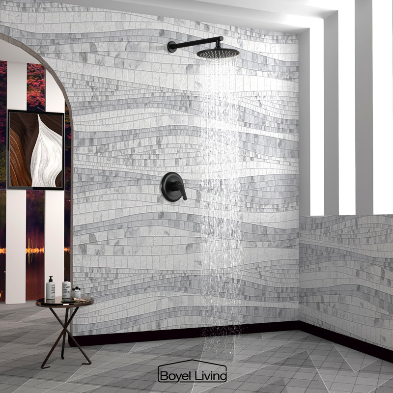 Matte Black Brass Wall Mounted Rain Shower System