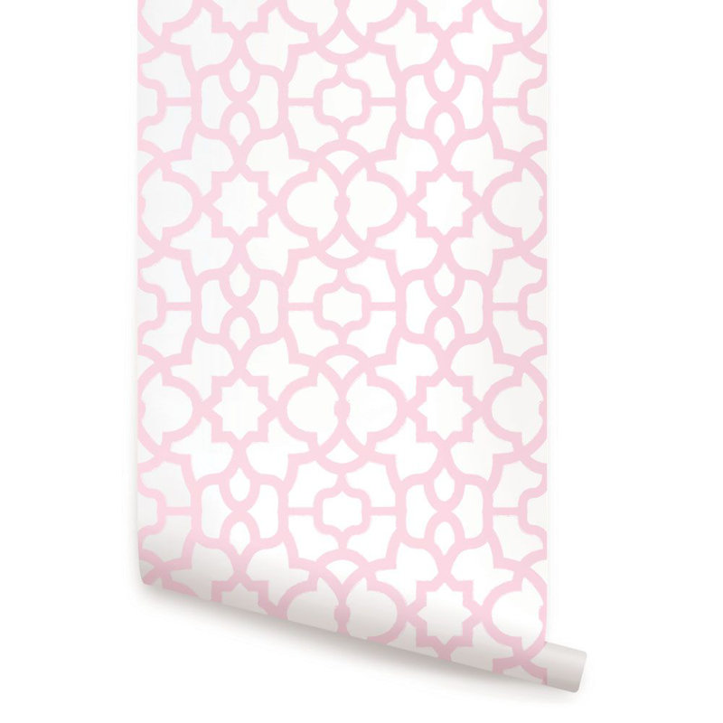 Panneau de papier peint adhésif à motif de treillis Tollette, Rose, L 2 pi x H 18 pi