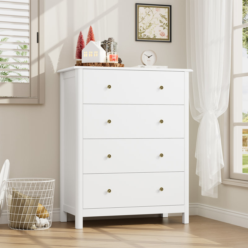Commode 4 tiroirs, commode moderne, commode de rangement l 4 po Avenir, Blanc