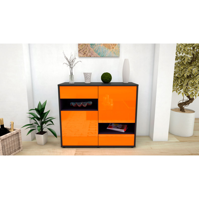 Ramsel 92cm Sideboard, Anthracite/High-gloss orange