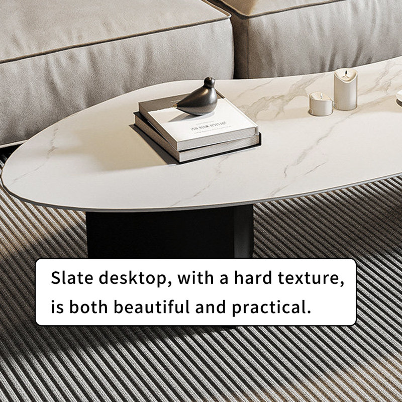 Table basse en ardoise Simplicity Home Creativité, Blanc / gris clair, 15.74" H x 55.11" L x 27.55" W