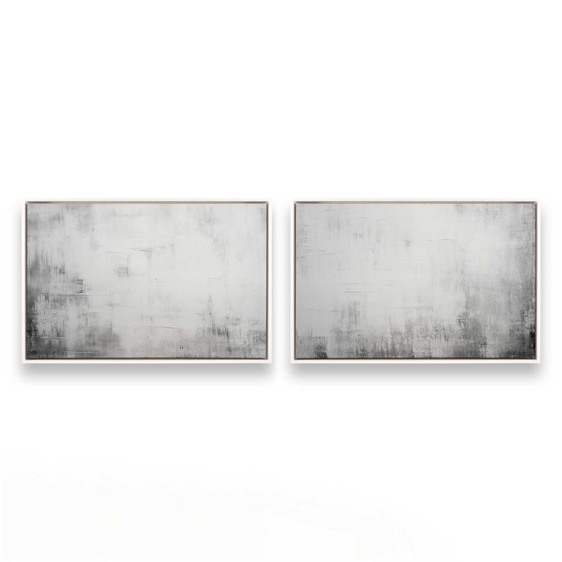 Ensemble de 2 toiles encadrées silencieuses, H 12,75 po x l 37,5 po x P 1,75 po, Cadre flottant blanc opaque