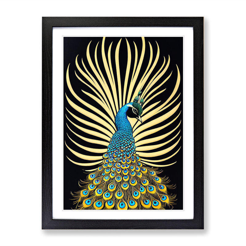 Precious Peacock - Single Picture Frame Print, Black, 34cm H x 25cm W