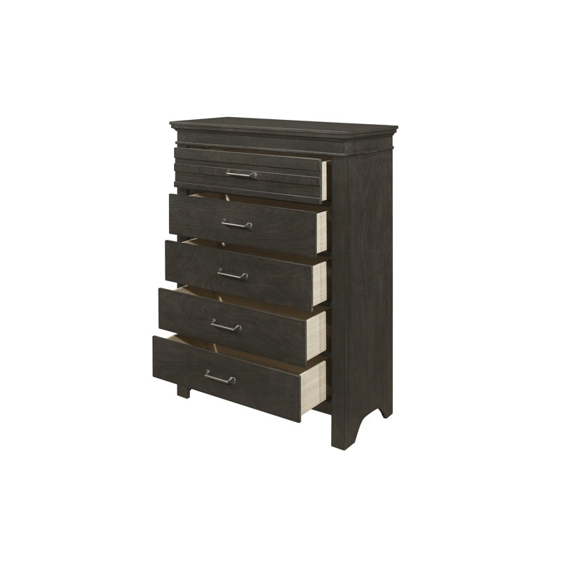 Ensemble de chambre à coucher 5 et 2 panneaux de placage gris anthracite Guston Enrika, Très grand