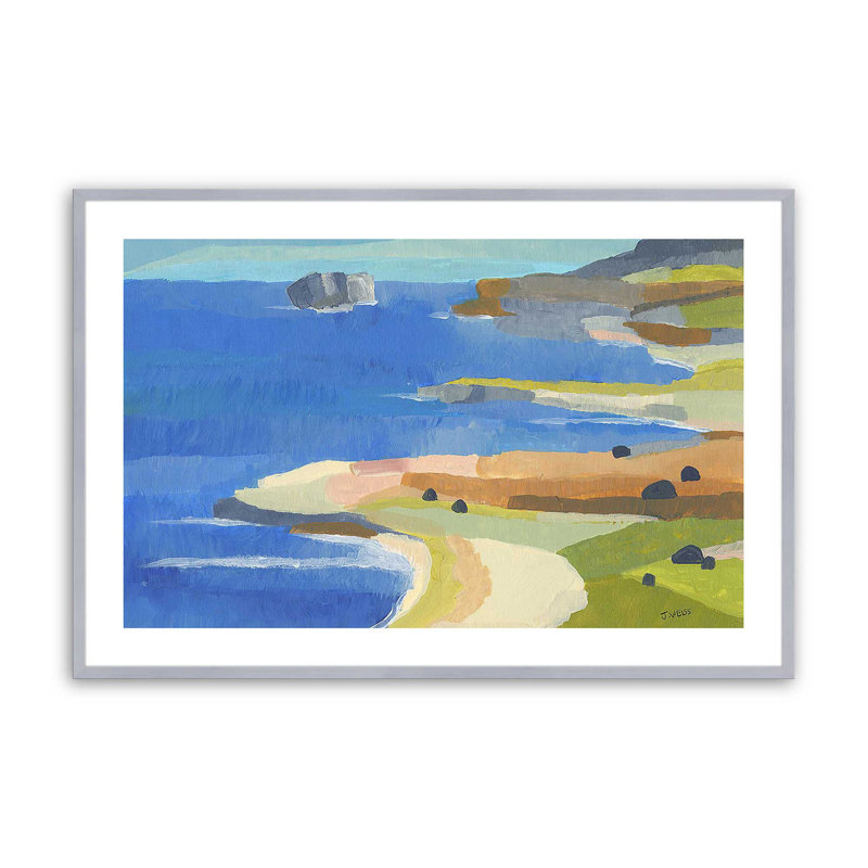 «Irish Coastal Whimsy», impression sur papier par Jan Weiss, Chrome poli, H 13,25 po x l 17,25 po x P 1,25 po