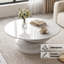 Table basse moderne haut de gamme en fibre de verre, table d'appoint ronde à pied central laqué brillant pour salon, livrée montée, gris pâle-1092441406