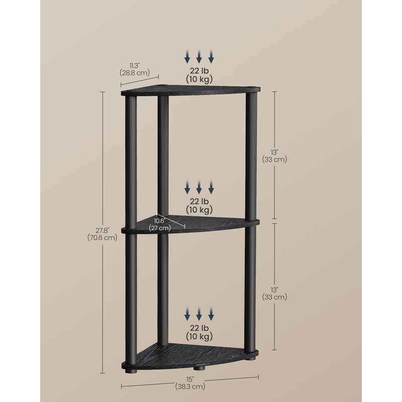 Ensemble de rangement sans pied Superfast, support de tablette d'angle, étagère de coin à 3 niveaux, salon, chambre à coucher, cuisine, 15 po x 10,6 po x 27,8 po