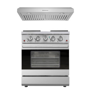 Duro Kitchen 36" Stainless Steel Freestanding Gas Range With Under Cabinet Range Hood