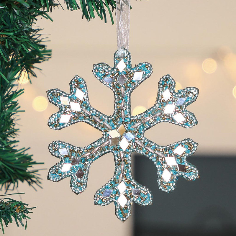 12.5cm Handmade Wood Holiday Shaped Ornament, Blue