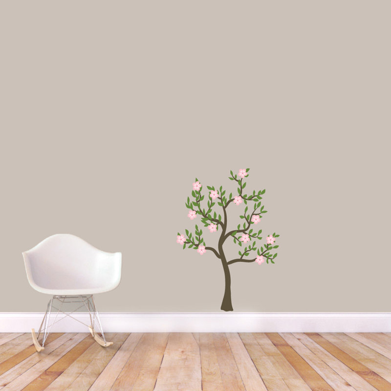 Décalcomanie murale arbre fleur, H 36 po x l 26 po