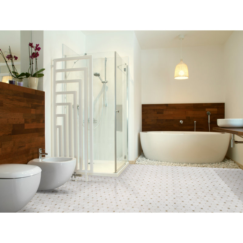 11 in. x 13 in. Polished Marble Mosaic Floor and Wall Tile, Lucera Ceville