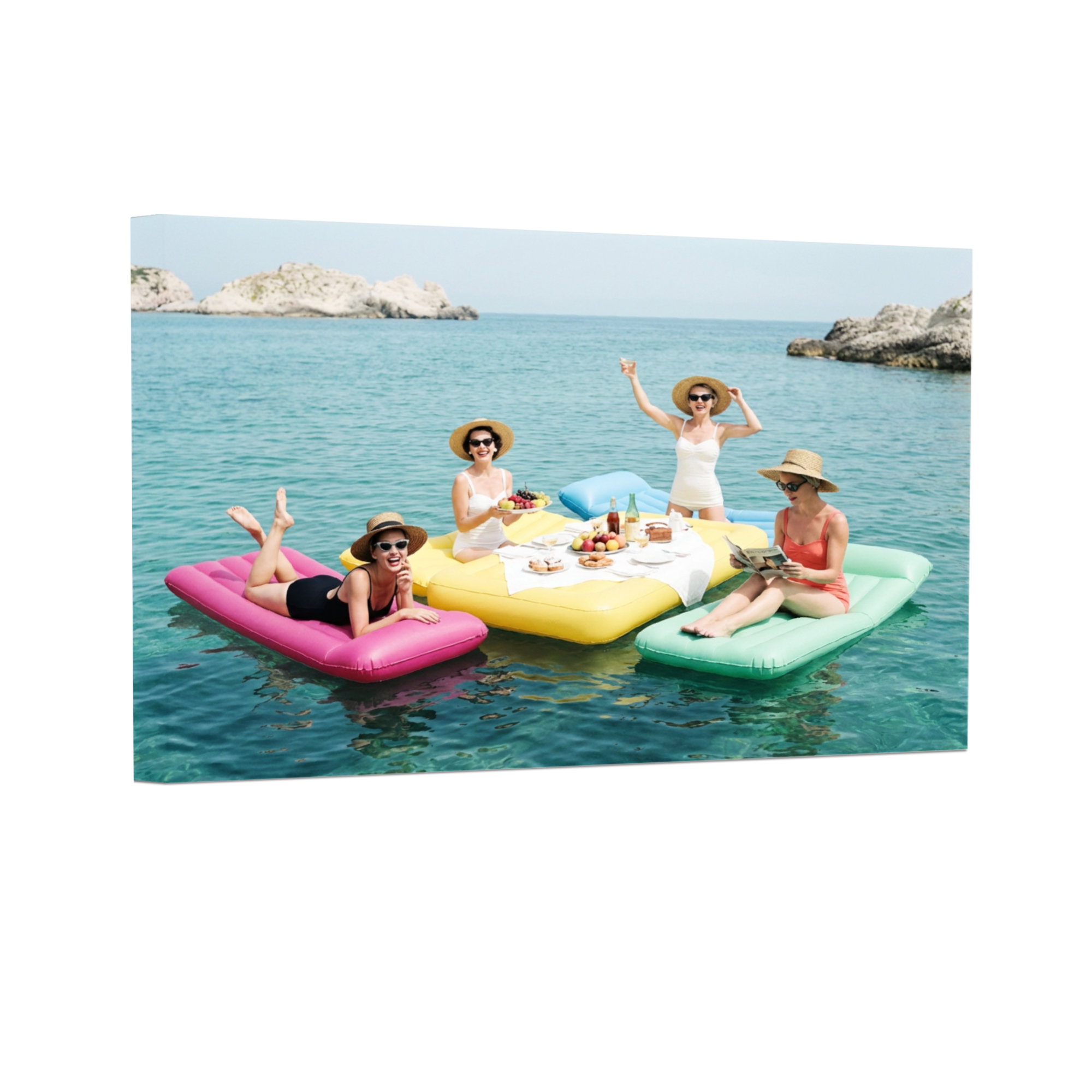 Bay Isle Home™ Fashion Women Floating On Colourful Rafts In Ocean ...