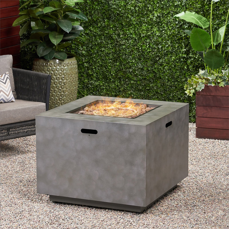 SQUARE IRON FIRE PIT-50 000 BTU, Stone Grey