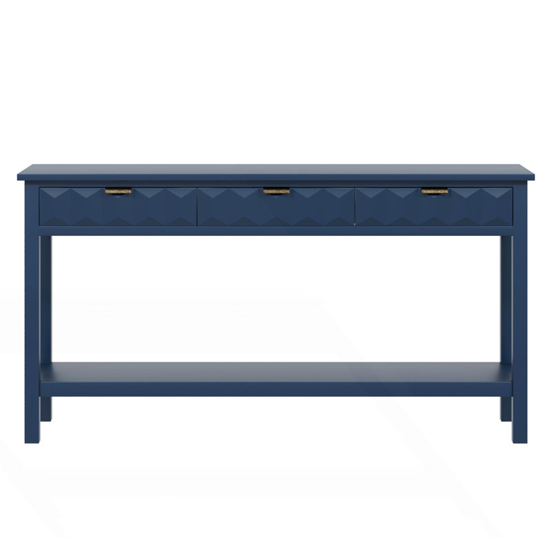 Entryway Table With Honeycomb-Patterned Fronts, Modern Stylish Console Table With 3 Drawers