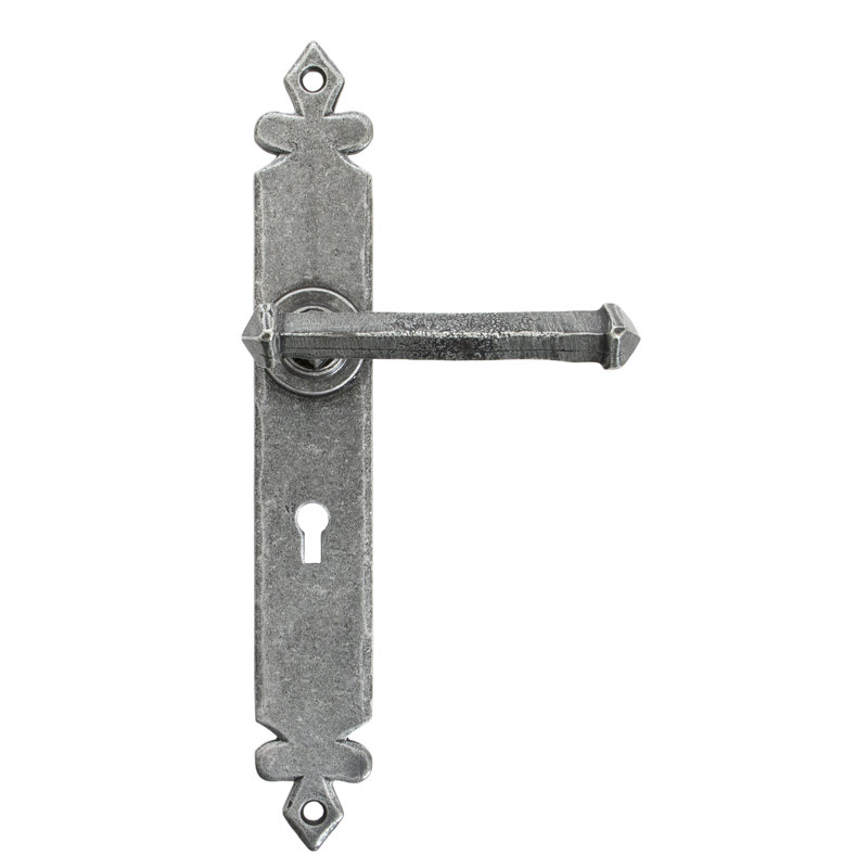 Tudor Lock Door Handle, Pewter Patina