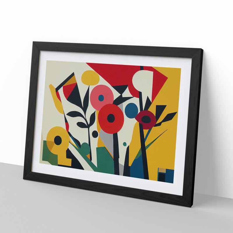 Favourable Abstract Flowers 1 Piece Single Picture Frame Wall Art, 34cm H x 46cm W x 2cm D, Black
