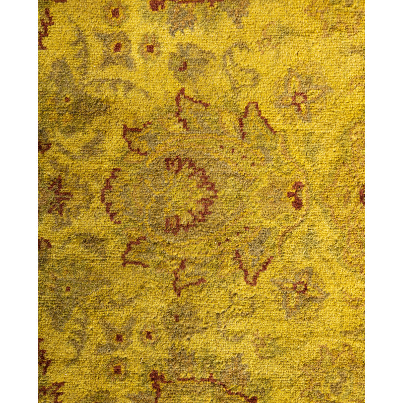 Tapis doré moderne en laine noué à la main Conte 6 pi 1 po x 6 pi 1 po Conte