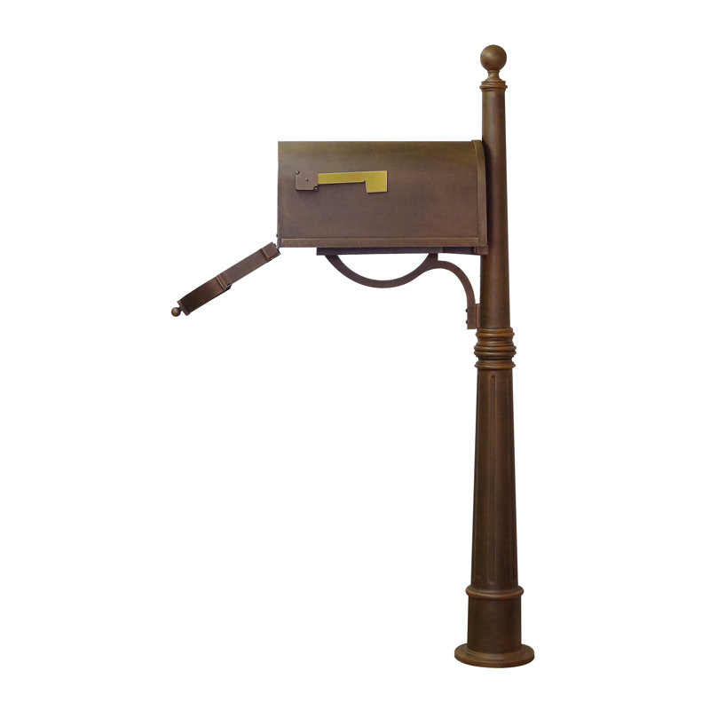 Berkshire Aluminum Post Mounted Mailbox with Magnetic Closure, Copper