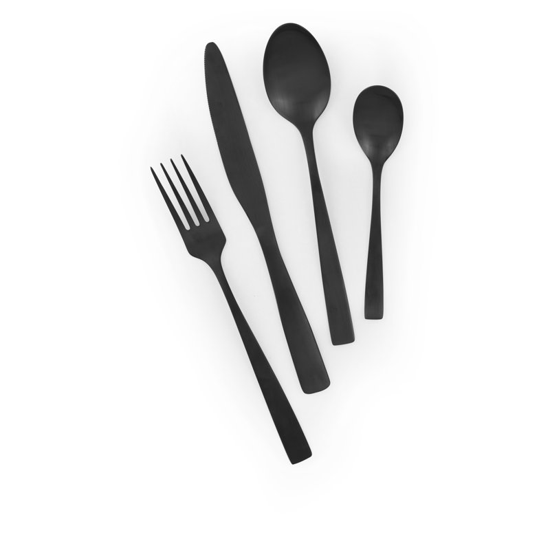 Shadow 16 Piece Cutlery Set, Service for 4, Black