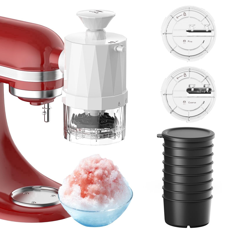 Accessoire pour glace pilée pour robots pâtissiers KitchenAid, 8 moules à glaçons, 2 lames, par GVODE