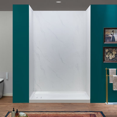 Ensemble de paroi de douche en alcôve directe avec montants 60 po x 32 po avec base de douche 4 pièces