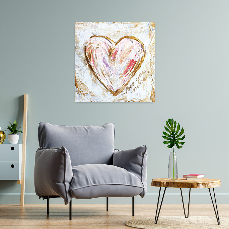 Love You More Heart II, art contemporain abstrait, H 24 po x l 24 po