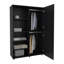 Armoire haute autoportante à deux portes avec tringle et tablettes intérieures, garde-robe compacte pour chambre à coucher