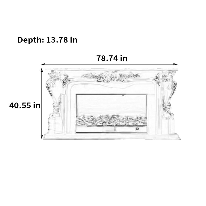 American Carved Electric Fireplace TV Stand, 78.74"