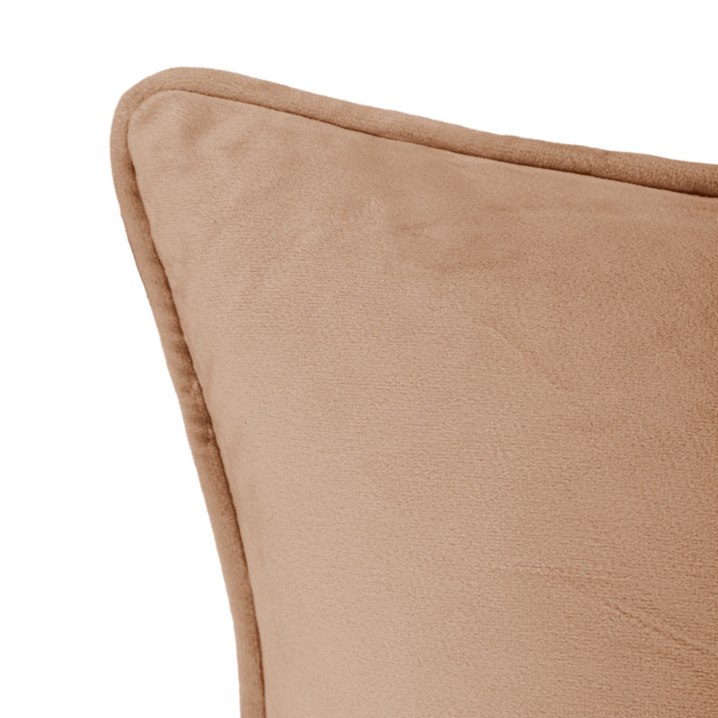  Square Velvet Pillow Cover & Insert, Tan, 13" x 19"