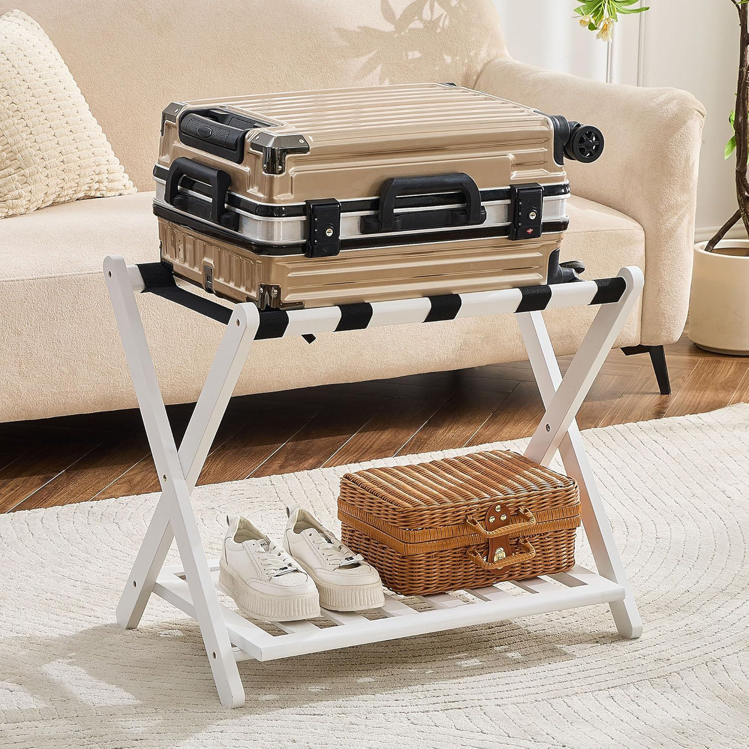 Guest Storage Rack AGROTECH AVS Luggage Rack with storage, Guest Room Folding Suitcase ...