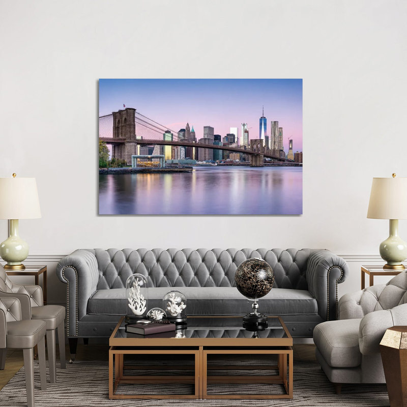 Brooklyn Bridge And Manhattan Skyline On A Winter Morning by Jan Becke - Wrapped Canvas Print, 152.5 cm H x 101.5 cm W