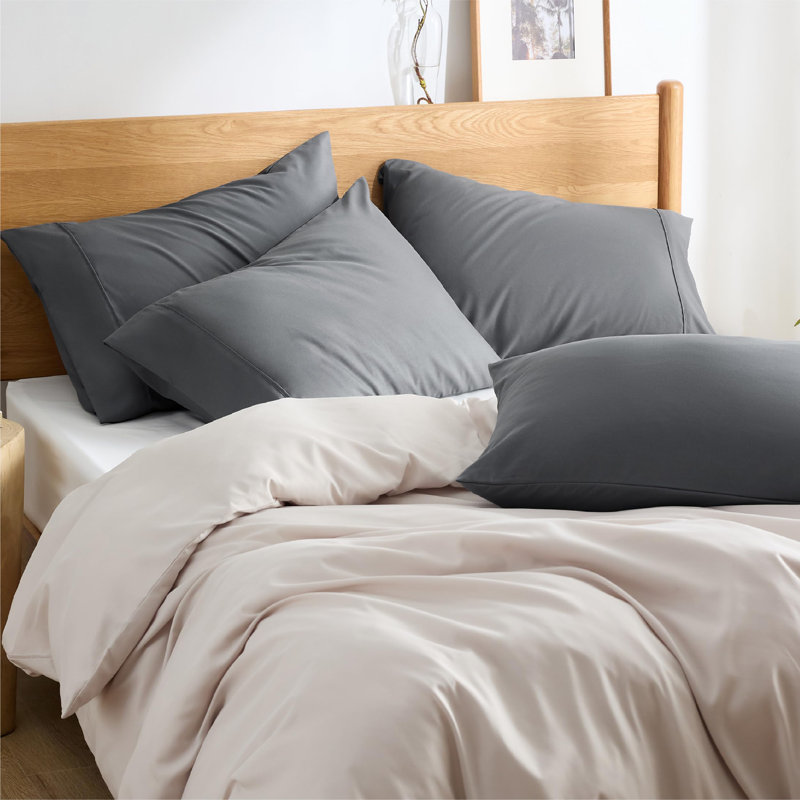 Bedsure Pillow Cases Set Of 4 - Polyester Microfiber Pillowcase, Standard Pillow Case, Dark Gray