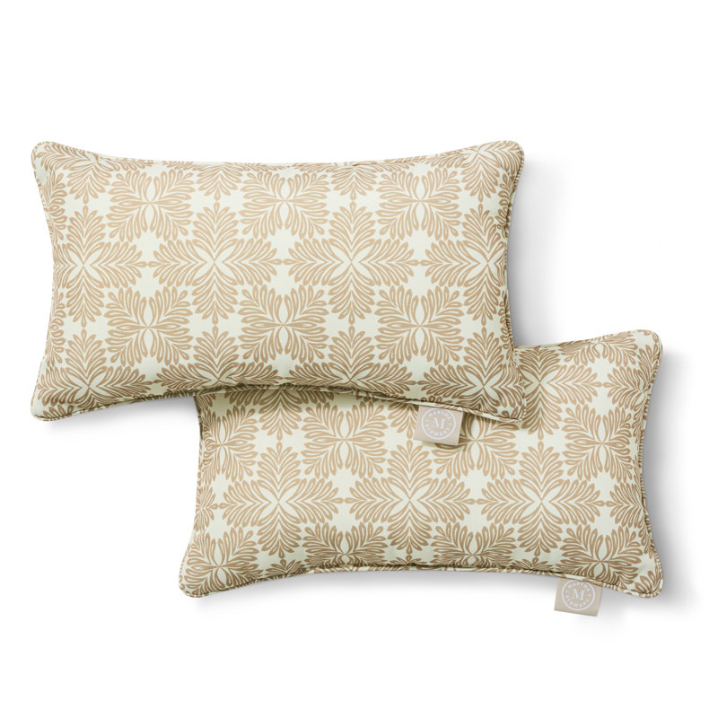 Ensemble de 2 coussins lombaires intérieurs et extérieurs 18 po MARTHA STEWART Tulum, H 18 po x l 11 po, Taupe, Rectangulaire