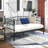Durable Metal Daybed Frame With Headboard, Twin Size, Black, Multifunctional Mattress Foundation And Sofa