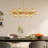 Ether 32" 14-Light Mid Century Modern Gold Sputnik Linear Chandelier with Amber Glass, 3000K G9 Bulbs Included for Dining Rooms