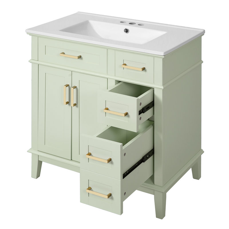 Meuble-lavabo compact en céramique de conception moderne en bois massif pour les petites salles de bain