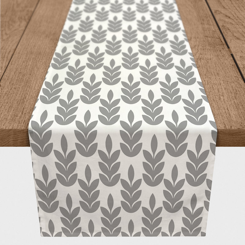 Linge de table Ailine, L 90 po x P 16 po, gris, Motif floral