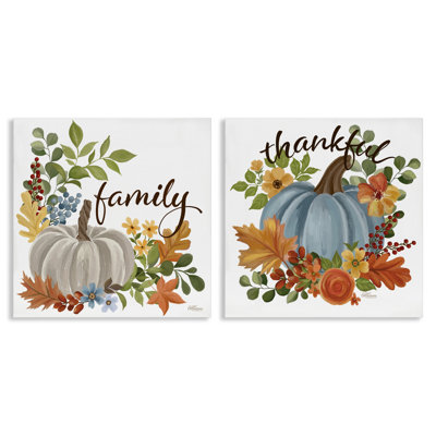 "Family Thankful Fall Pumkin", ensemble de 2 toiles murales par Cat Thurman Designs
