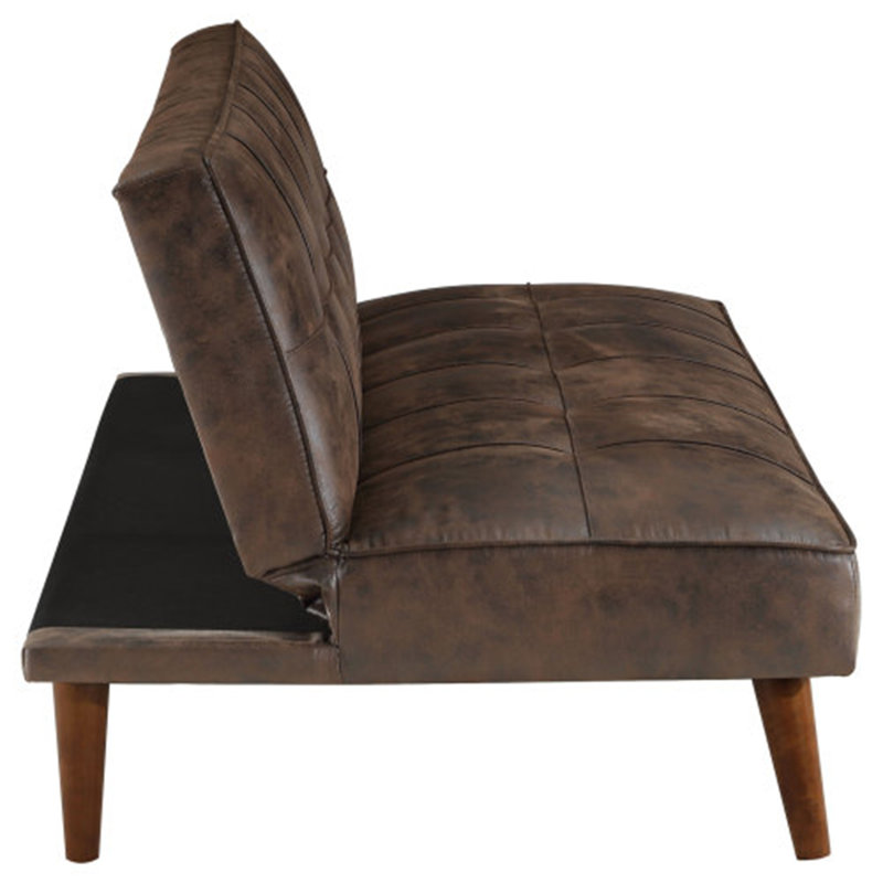 Saddle Upholstered Convertible Sofa Bed, Dark Coffee