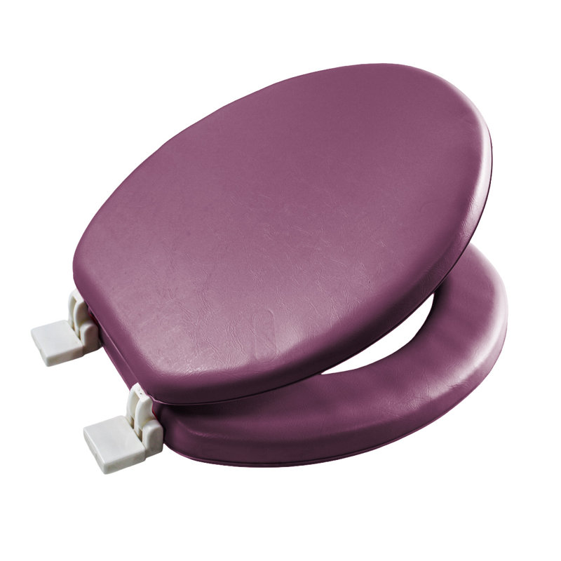 Standard Round Burgundy Padded Toilet Seat, Comfort Foam, Easy-To-Clean Pvc, Fits 17 Inch, Burgundy