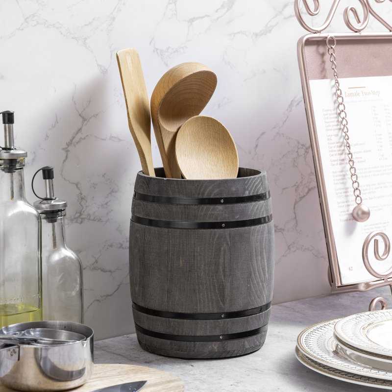 Wood Round Utensil Crock