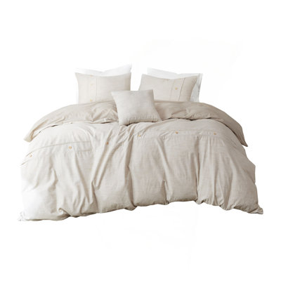 Ensemble de housse d'édredon surdimensionné en coton biologique 5 pièces avec insert naturel amovible