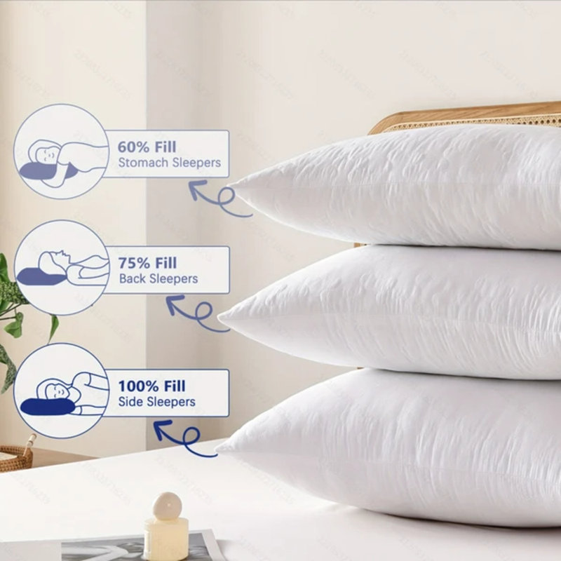 Oreiller très ferme blanc de très grande taille 2500, oreiller ultra-résistant à haute densité pour ceux qui dorment sur le dos et le ventre, oreiller respirant à rétention de forme