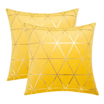 Soft Geometric Gold Printed Square Throw Pillow Cover