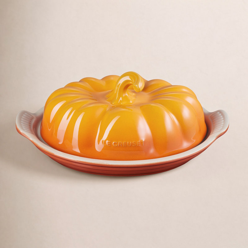 Le Creuset Figural Pumpkin Covered Butter Dish, Persimmon