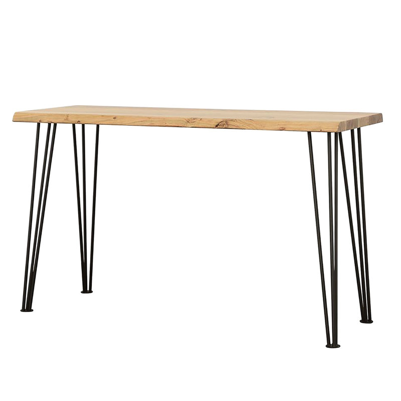 Table avec rebord et pieds noirs mats - Meuble rustique en bois